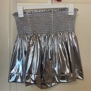 Queen of Sparkles Pewter Metallic Swing Shorts